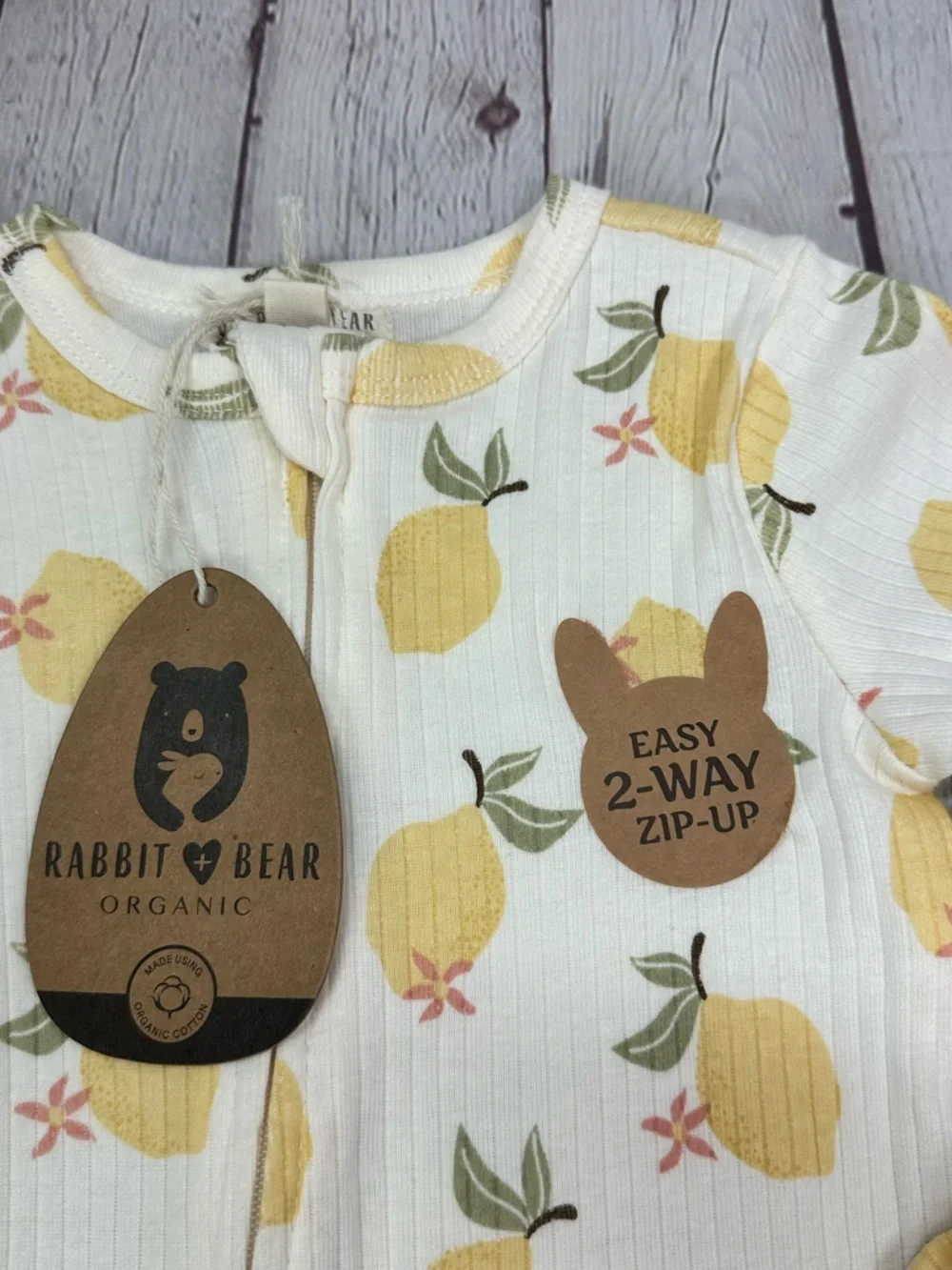 NWT Rabbit & Bear Lemon Print Footed One-Piece 6-9M coquette boho cottagecore